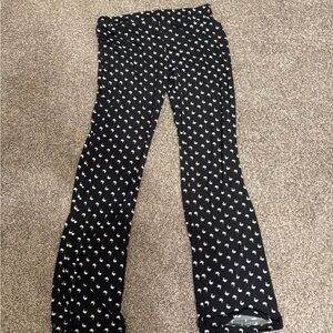 Black Boot-Cut Pants with White Micro Print